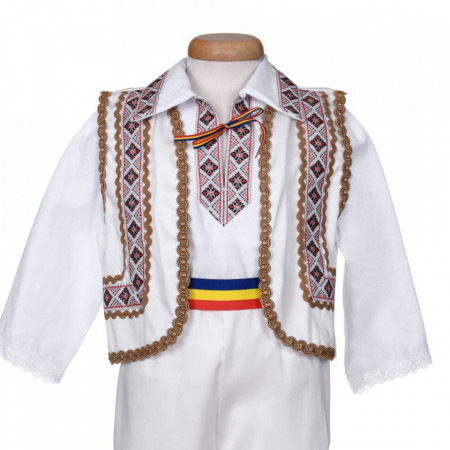 Set botez traditional baietel, trusou botez landou, lumanare si costum popular, Denikos® 1042 - Img 6