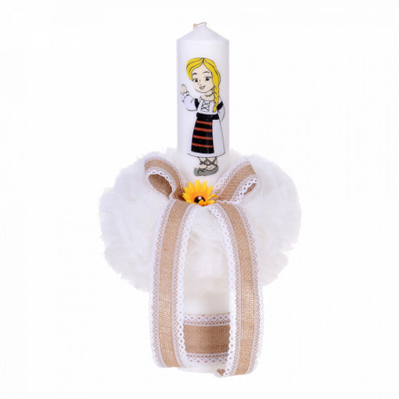 Set botez traditional fetita, trusou botez landou, lumanare si costum traditional, Denikos® 975 - Img 4