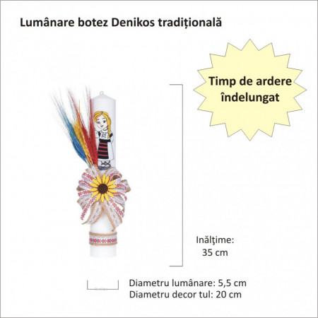 Set costum rochita populara, trusou botez, cutie trusou si lumanare, decor traditional, Denikos® C9105 - Img 3