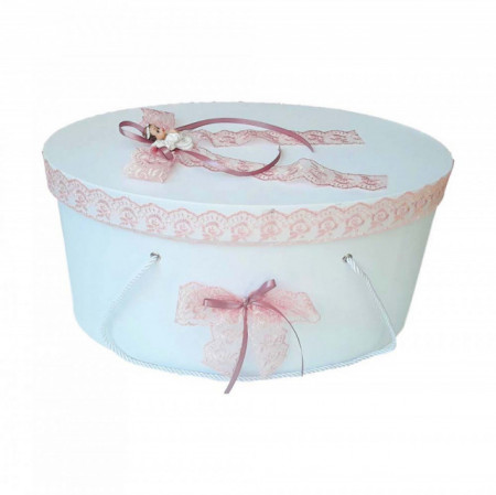 Set dantela trusou botez, cutie trusou si lumanare, Ingeras, decor roz prafuit, Denikos® 480 - Img 2