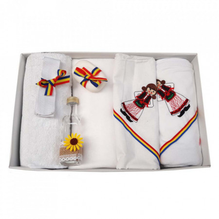 Trusou botez fetita brodat si lumanare, decor traditional, Denikos® 125 - Img 3