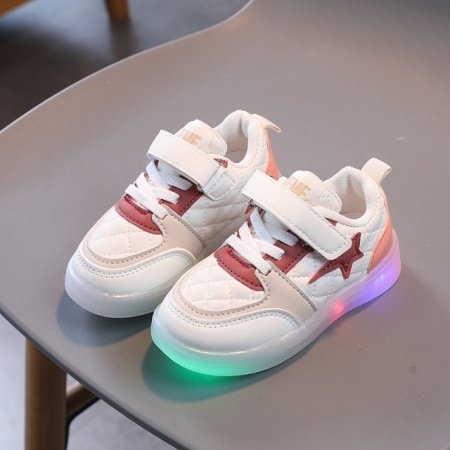 Adidasi albi cu visiniu cu luminite - Star