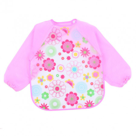 Baveta impermeabila cu manecute lungi - Floricele