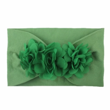 Bentita lata verde pentru fetite cu floricele aplicate - Img 2