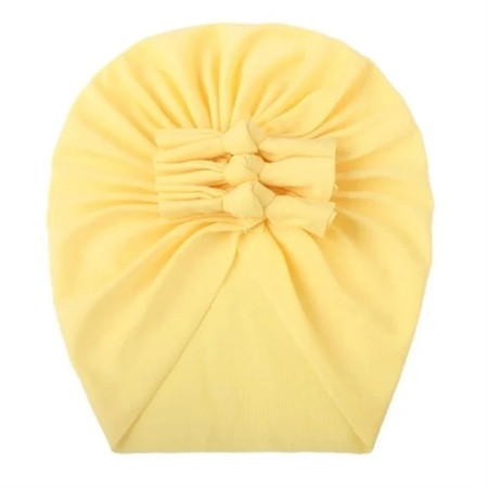 Caciulita galbena tip turban cu trei fundite - Img 2
