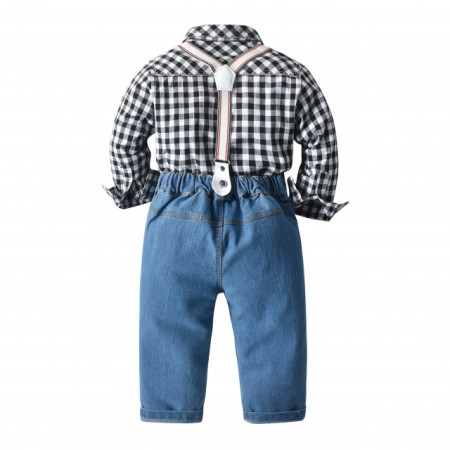 Costum cu blugi si camasuta neagra in carouri - Img 10