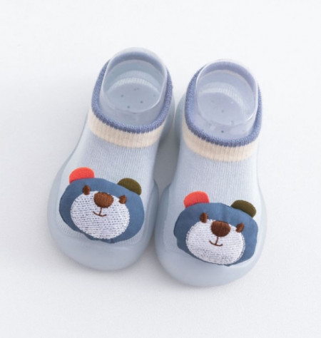 Mocasini bleu cu talpa antiderapanta - Sweet teddy