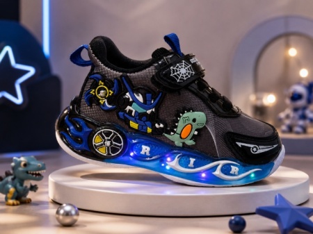 Pantofi sport cu lumini LED, Model Playful, Negru - Img 2