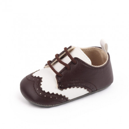 Pantofiori eleganti maro cu insertie alba - Img 6