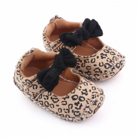 Pantofiori leopard cu fundita neagra - Img 3