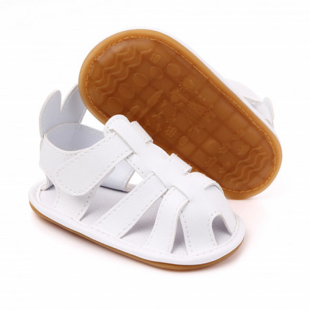 Sandalute albe pentru bebelusi - Urechi de iepuras