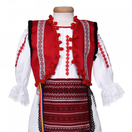 Set costum national fetita, trusou botez landou si lumanare, decor traditional, Denikos® 1053 - Img 6