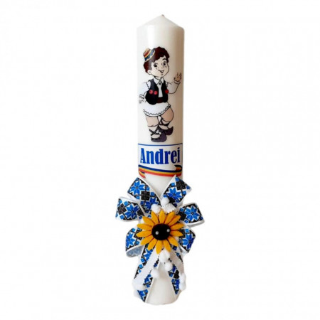 Set costum popular botez, trusou si lumanare personalizata, decor traditional, Denikos® C9004 - Img 2