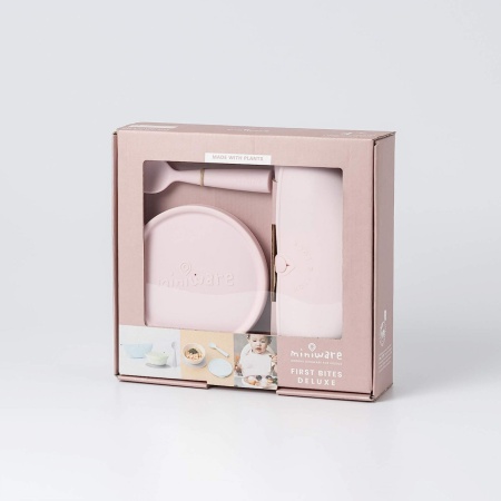 Set diversificare hrana bebelusi Miniware First Bites Deluxe, 100% din materiale naturale biodegradabile, 4 piese, Cotton candy - Img 5