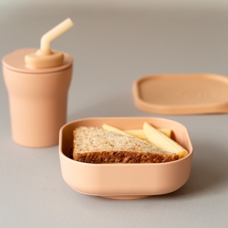 Set diversificare hrana bebelusi Miniware Sip&amp;Snack, 100% din materiale naturale biodegradabile, 3 piese, Toffee - Img 2