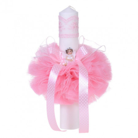 Set trusou botez, cutie trusou si lumanare, Ingeras, fundita roz, Denikos® 14 - Img 4