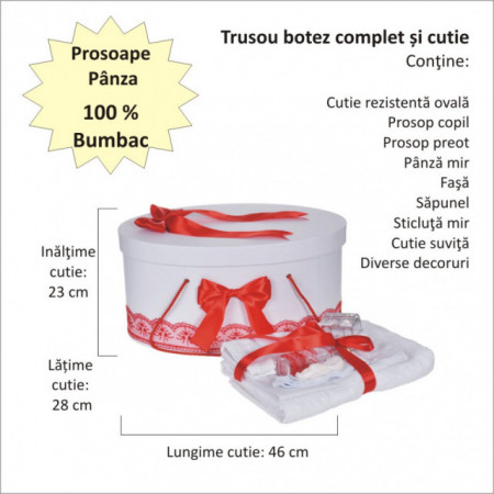 Set trusou botez, cutie trusou si lumanare personalizata cu nume, decor Rosu cu iepuras, Denikos® 910 - Img 4