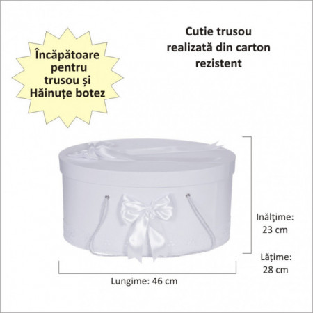 Set trusou botez si cutie trusou, dantela si fundite, decor Alb, Denikos® 844 - Img 2