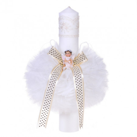 Trusou botez in landou si lumanare cu ingeras, decor ivoire Denikos® 113 - Img 2
