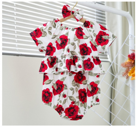 Body cu volanase pentru fetite - Roses - Img 4