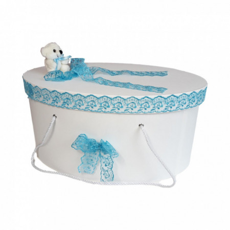 Cutie trusou botez dantela turcoaz si ursulet, Denikos® 179 - Img 2