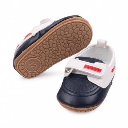 Pantofiori bleumarine cu alb de ocazie pentru baietei - Img 6