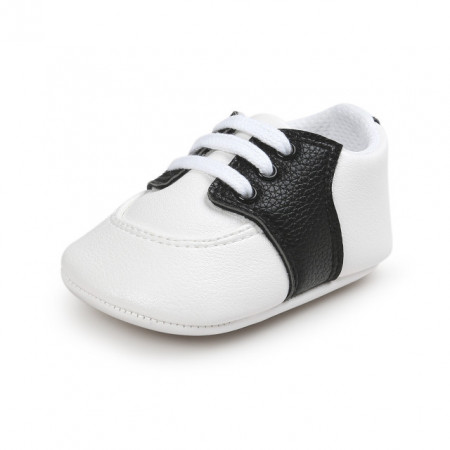 Pantofiori eleganti albi cu insertie neagra - Img 3