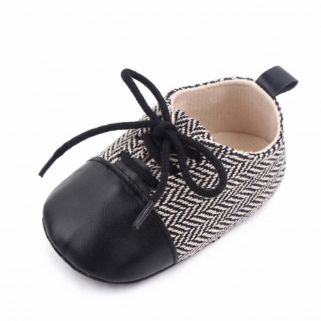 Pantofiori eleganti negru cu alb in zig zag - Img 3