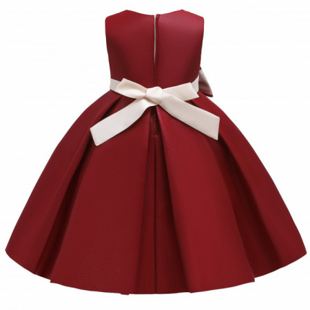 Rochie de ocazie visinie cu alb perlat - Img 4