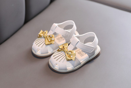 Sandalute ivoire pentru fetite - Gold bow