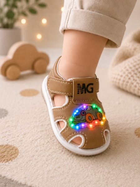 Sandalute maro cu luminite pentru super bebelusi - Masinuta - Img 3
