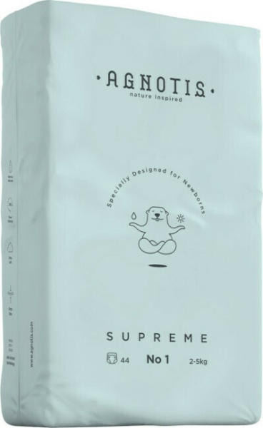 Scutece hipoalergenice Supreme Agnotis, marimea nr.1, 2-5 kg, 44 bucati - Img 10