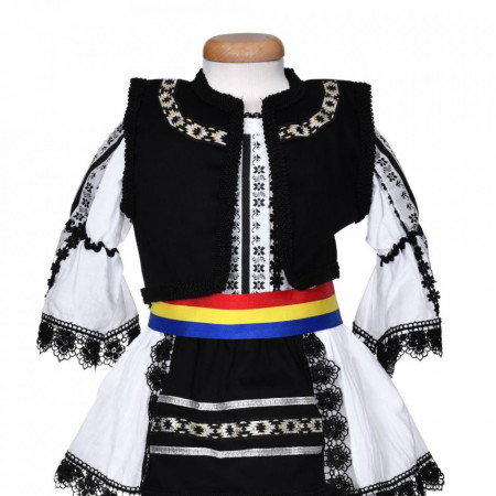 Set costum traditional fetita, trusou botez landou si lumanare, decor national, Denikos® 1055 - Img 7