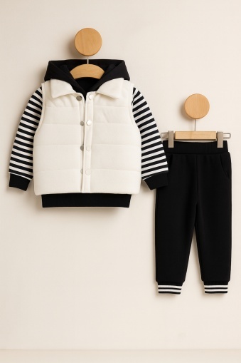 Set Hippil – 3 piese confortabile, vesta, bluza si pantaloni - Img 2