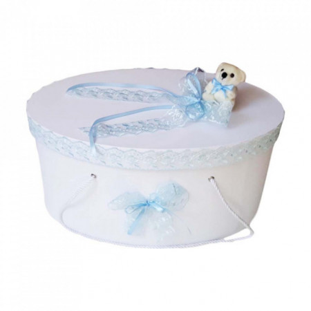 Set Ursuleti trusou botez, cutie trusou si lumanare, decor Bleu, Denikos® 572 - Img 2