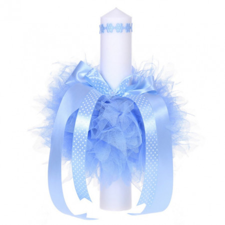 Trusou botez in landou si lumanare cu floricele bleu pentru baietel Denikos® 43 - Img 3