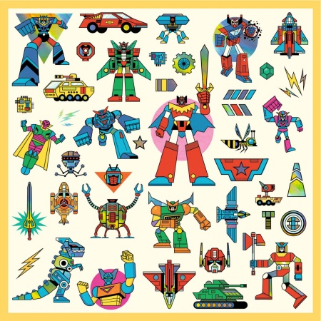 Abtibilduri metalice Roboti, Djeco - Img 3