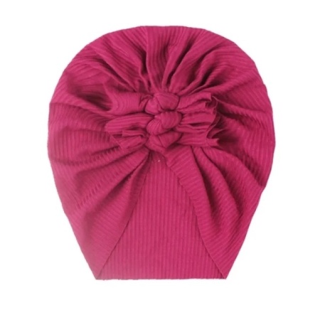 Caciulita roz ciclamen tip turban cu trei fundite - Img 2