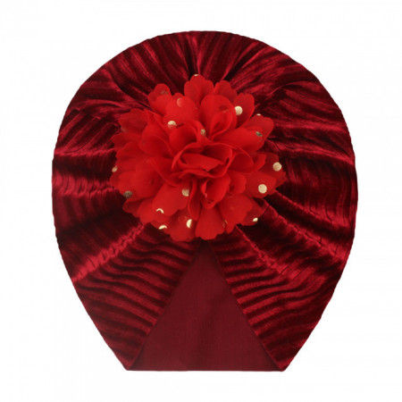 Caciulita tip turban din catifea cu floare aplicata - Img 3