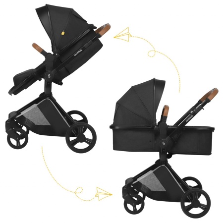 Carucior transformabil 2 in 1 Skiddou Nasjo Onyx, Negru - Img 5