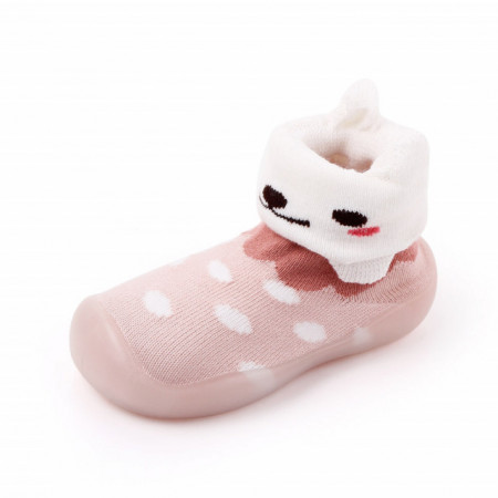 Mocasini roz cu talpa de silicon antiderapanta - Kitty - Img 3