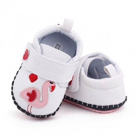 Pantofiori albi pentru fetite - Flamingo