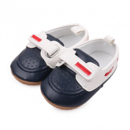 Pantofiori bleumarine cu alb de ocazie pentru baietei - Img 7