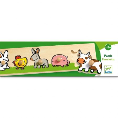 Puzzle cu buton Ferma, Djeco - Img 3