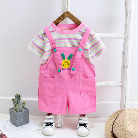 Salopeta roz cu tricou - Bunny