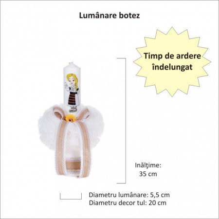 Set botez traditional fetita, trusou botez landou, lumanare si costum traditional, Denikos® 977 - Img 3