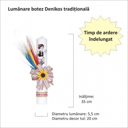 Set botez traditional, trusou botez, cutie trusou, lumanare si costum national baietel, Denikos® C9093 - Img 4