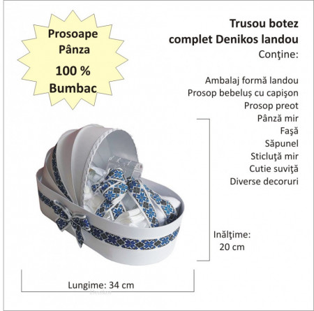 Set costum popular botez, trusou si lumanare personalizata, decor traditional, Denikos® C9004 - Img 4