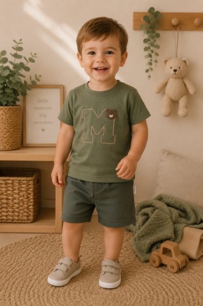 Set din doua piese tricou si pantaloni scurti, DONINO, litera M - Img 2