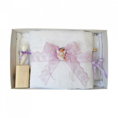 Set trusou botez si cutie trusou, Ingeras, dantela lila, Denikos® 450 - Img 3
